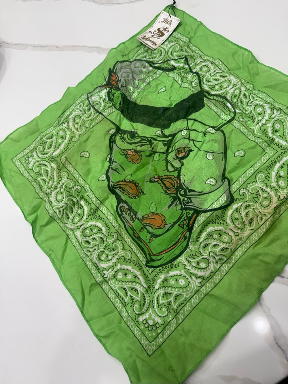 Green Paisley Print  Bandana - Rich & Infamous